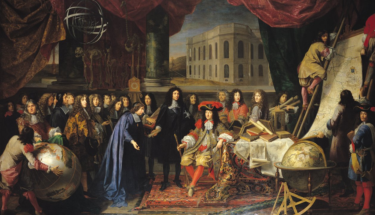 Jean-Baptiste Colbert (1619-1683) Tuuina atu Sui o le Royal Academy of Science ia Louis XIV (1638-1715) c.1667 swed av Henri Testelin