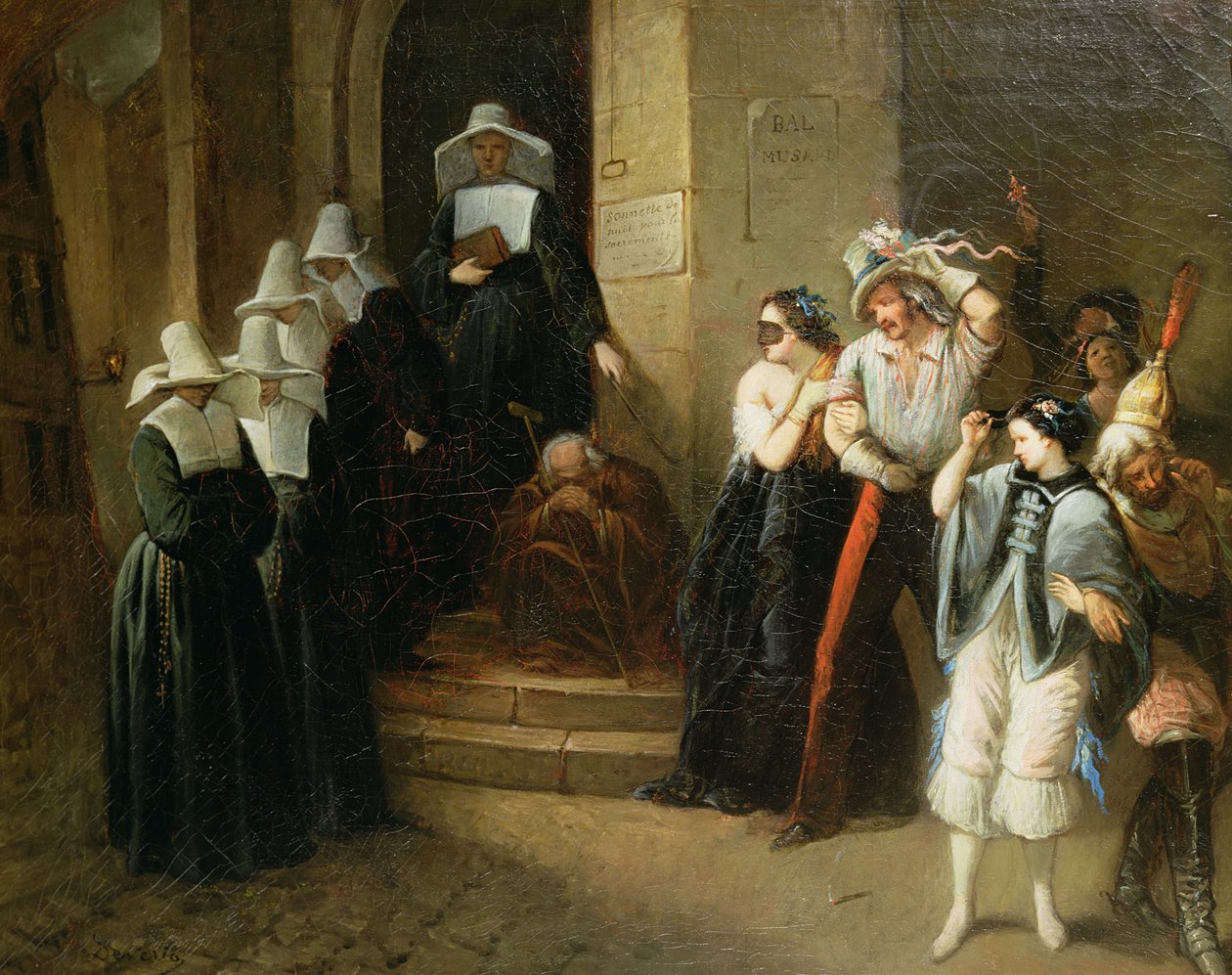 Maskbalen, ca 1870 av Henri Victor Deveria