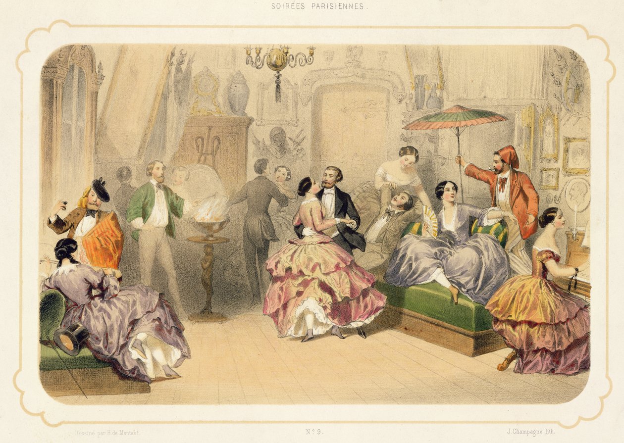 En punch av konstnärer, från "Soirees Parisiennes", graverad av J. Champagne. av Henri de Montaut