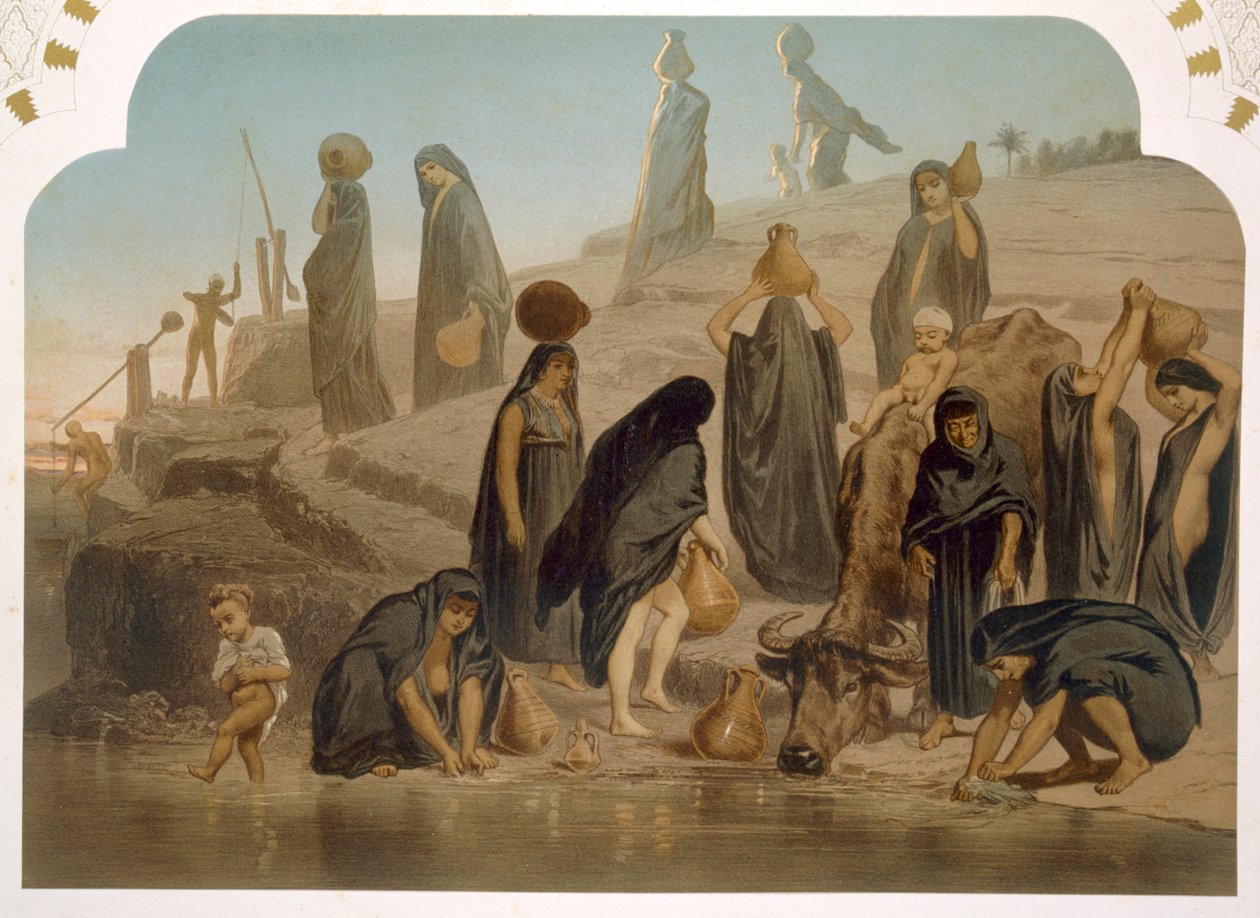 Kvinnor som hämtar vatten från Nilen, 1860 av Henri de Montaut