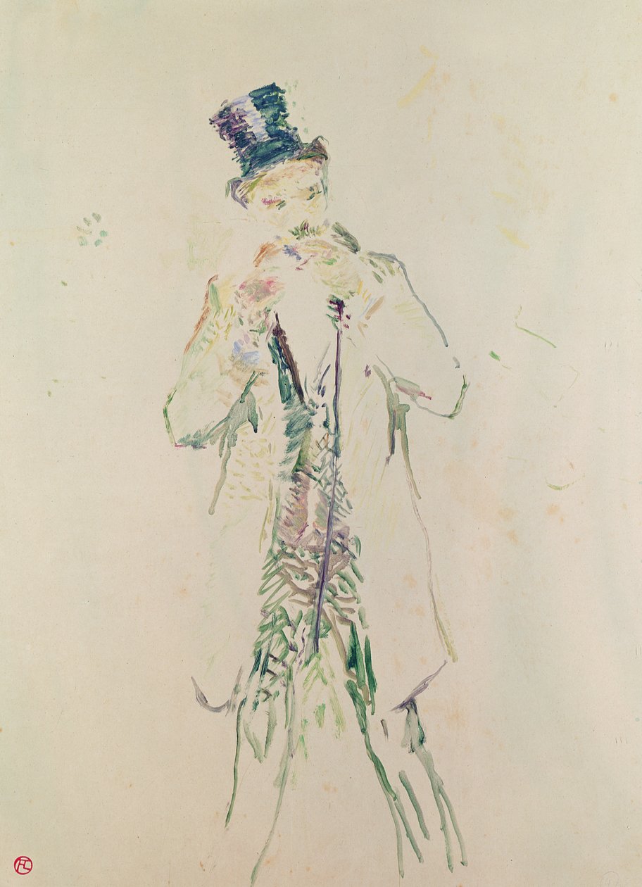 En stående gentleman tänder sin cigarr, 1885 (olja på trä) av Henri de Toulouse Lautrec