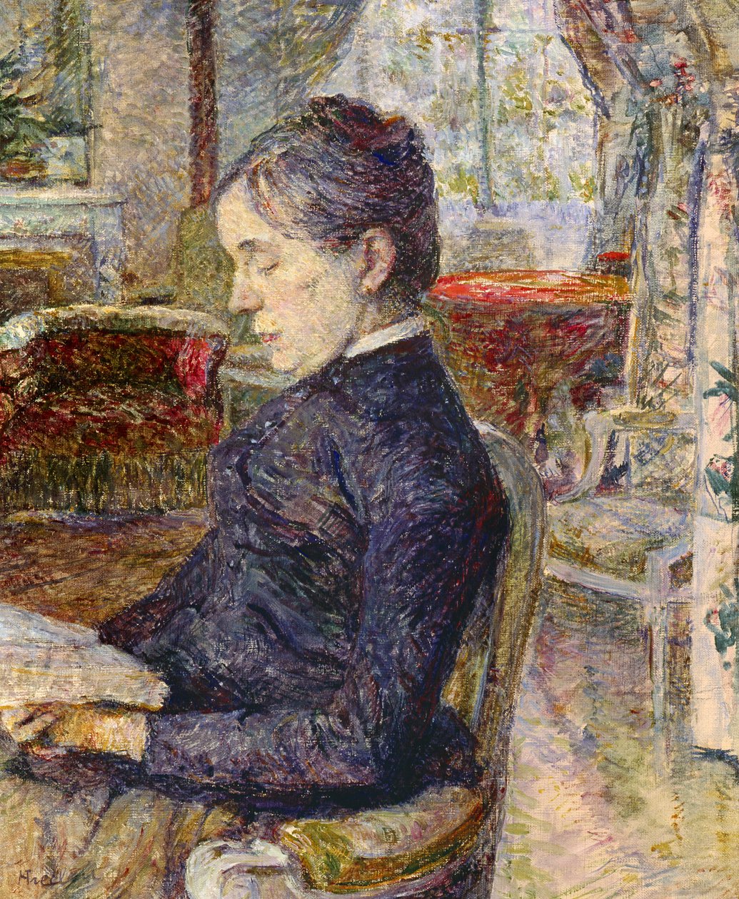 Adele Tapie de Celeyran (1840-1930) grevinna av Toulouse-Lautrec-Monfa i salongen på Chateau de Malrome, 1887 av Henri de Toulouse Lautrec