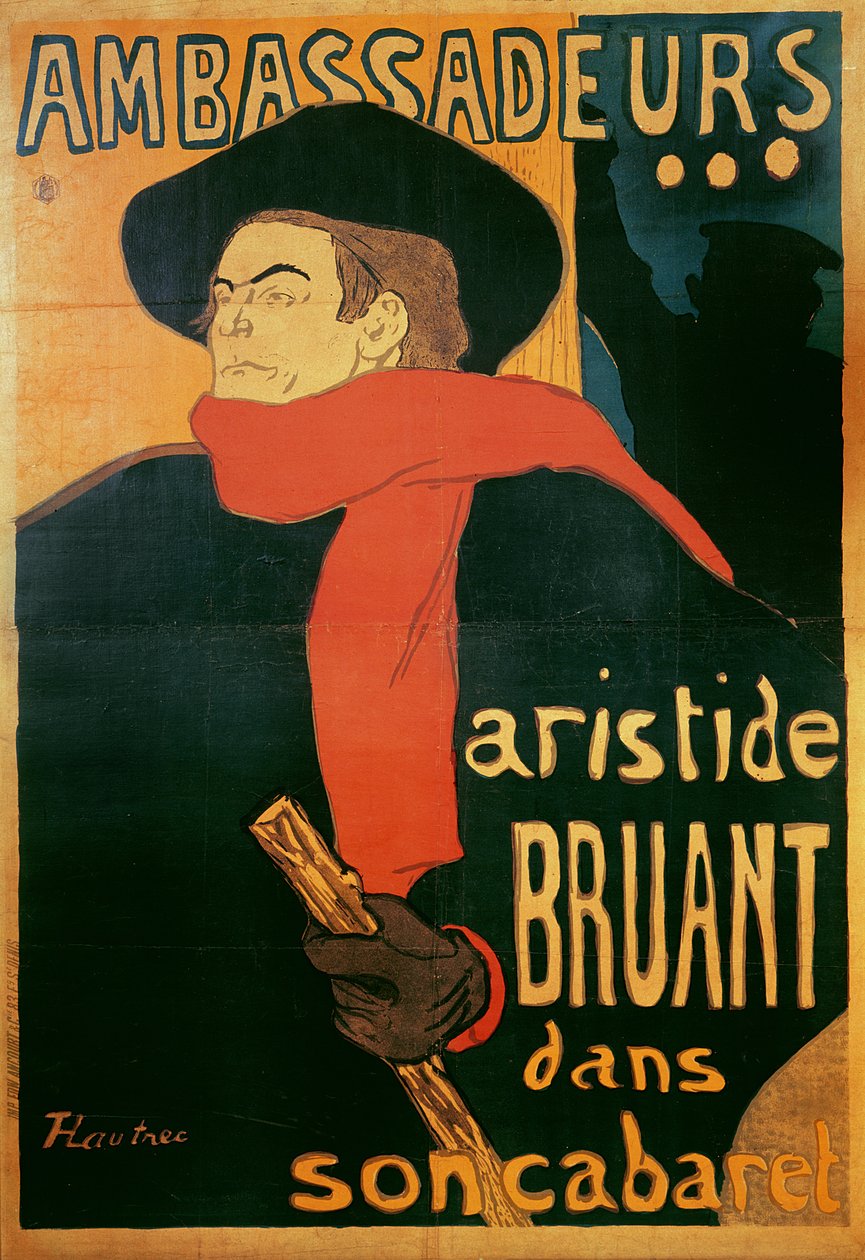 Ambassadörer: Aristide Bruant, 1892 av Henri de Toulouse Lautrec