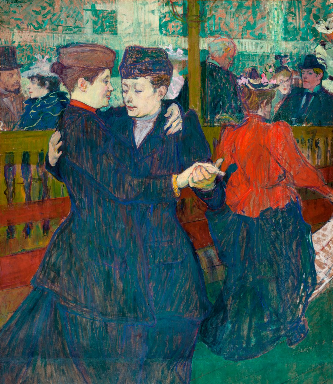 Im Moulin Rouge, Zwei tanzende Frauen  av Henri de Toulouse Lautrec