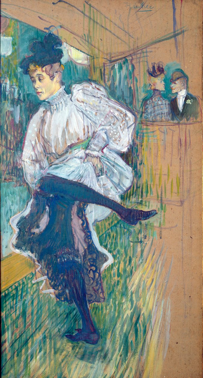 Jane Avril (1868-1943) Dans, ca 1892 (olja på kort) av Henri de Toulouse Lautrec