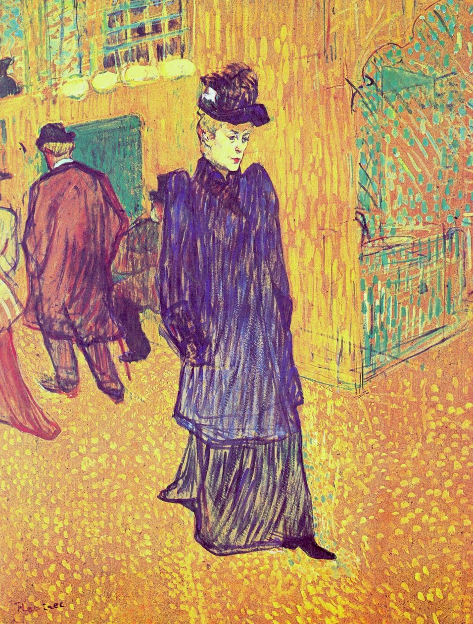 Jane Avril Leaving the Moulin Rouge av Henri de Toulouse Lautrec