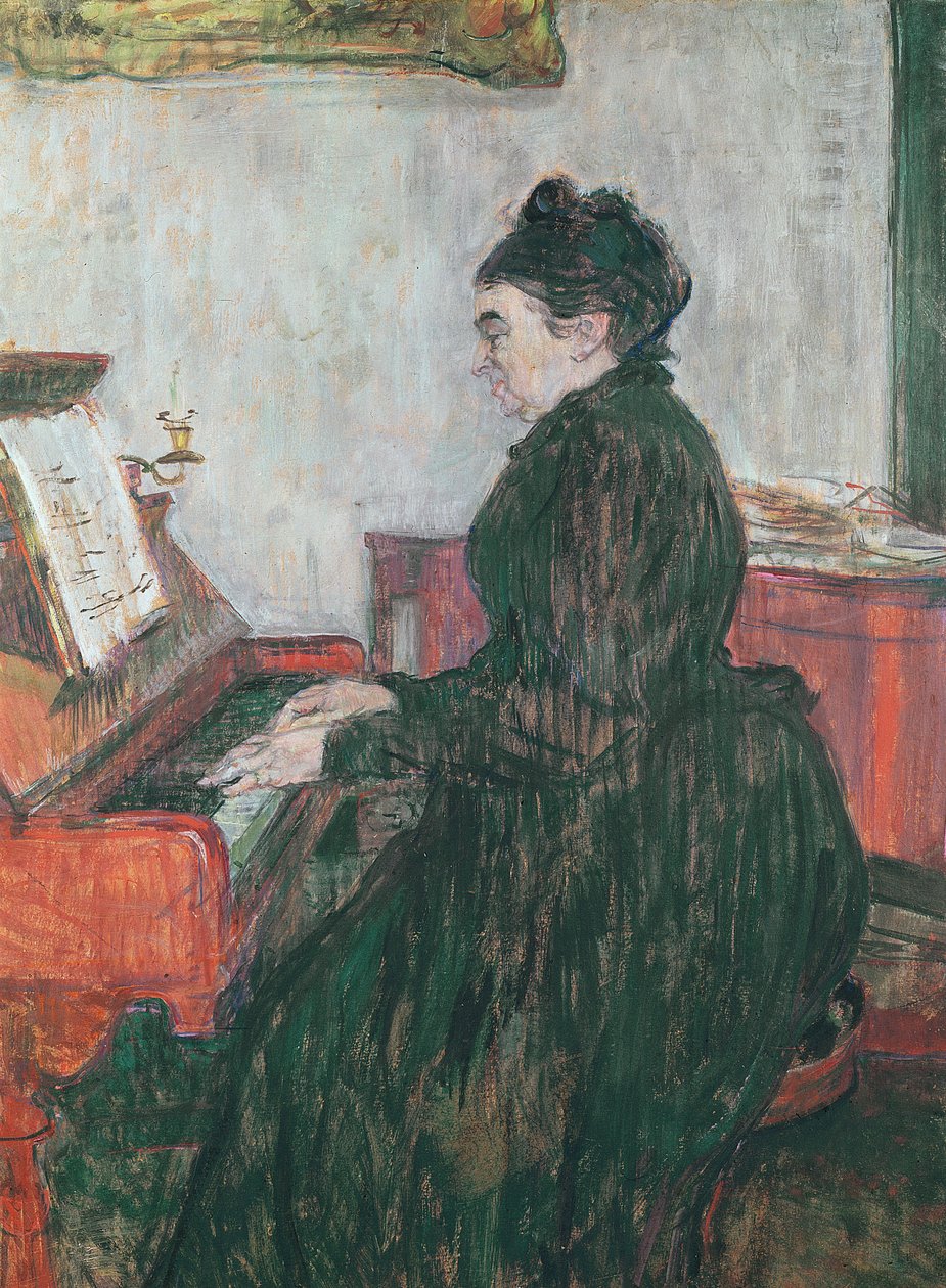 Madame Pascal vid pianot i salongen på Chateau de Malrome, 1895 av Henri de Toulouse Lautrec