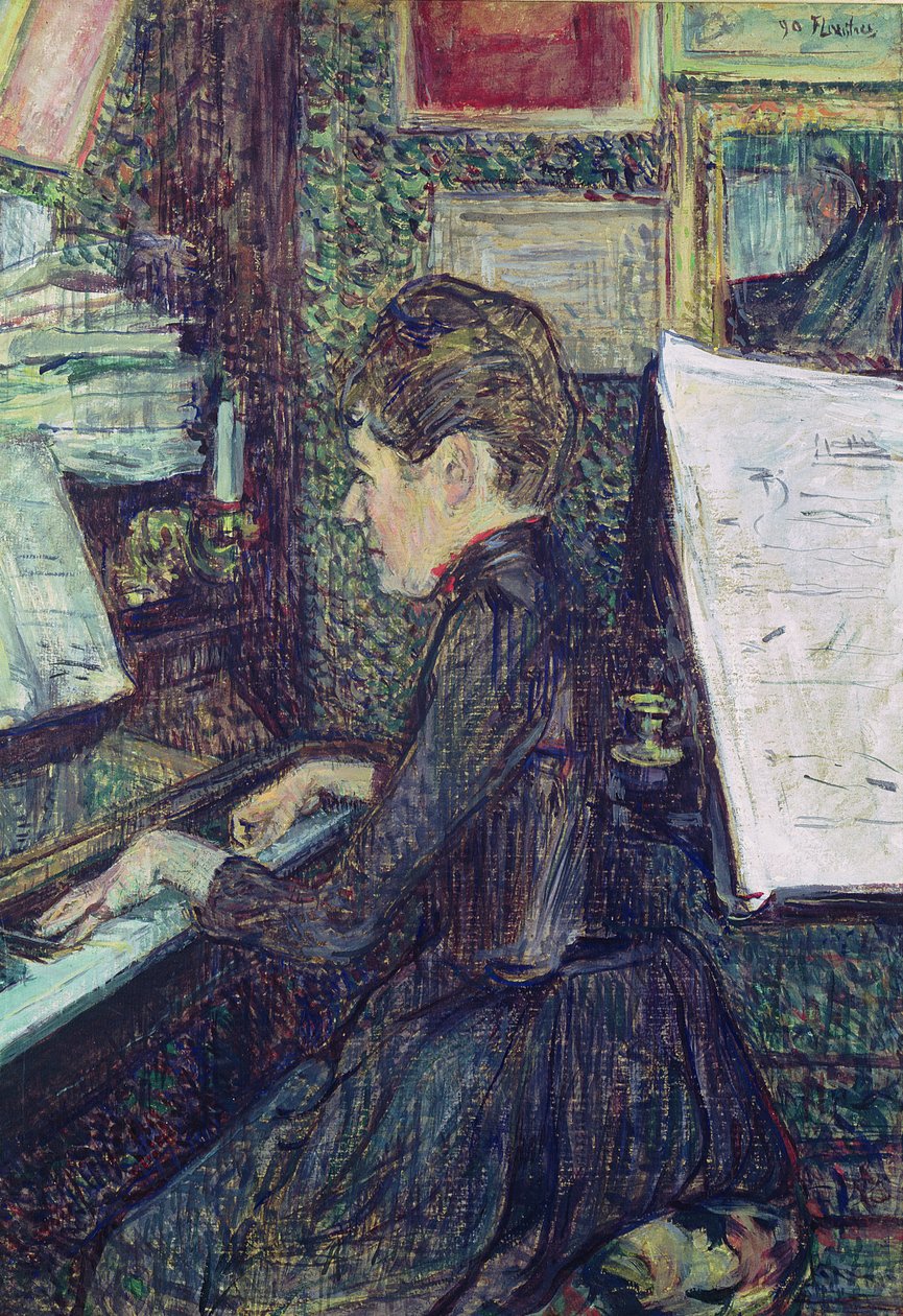 Mademoiselle Dihau (1843-1935) vid pianot, 1890 av Henri de Toulouse Lautrec