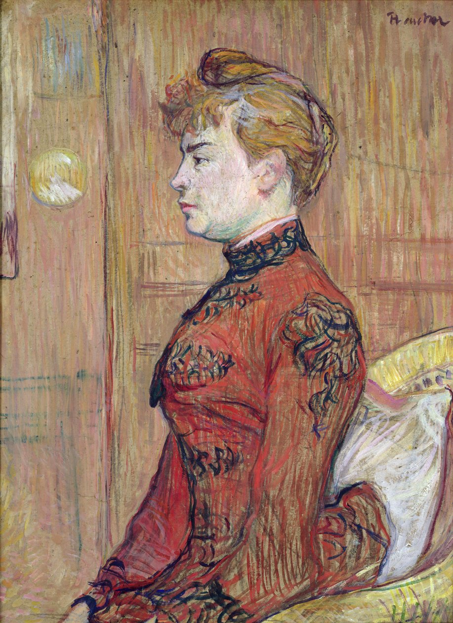 Porträttstudie av en kvinna i profil, 1890 (pastell och gouache på kartong) av Henri de Toulouse Lautrec