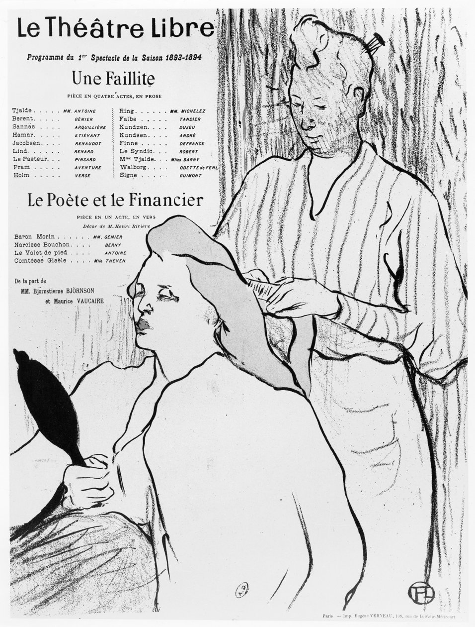 Affisch med reklam för pjäserna "Une Faillite" och "Le Poete et le Financier", 1893-94 av Henri de Toulouse Lautrec