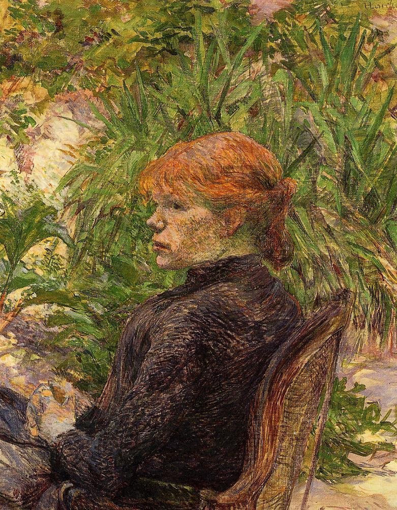 Red Haired Woman Sitting in Conservatory  av Henri de Toulouse Lautrec