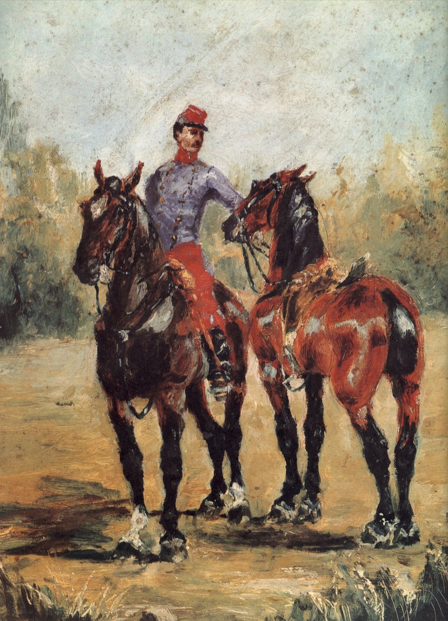 Reitknecht mit zwei Pferden av Henri de Toulouse-Lautrec