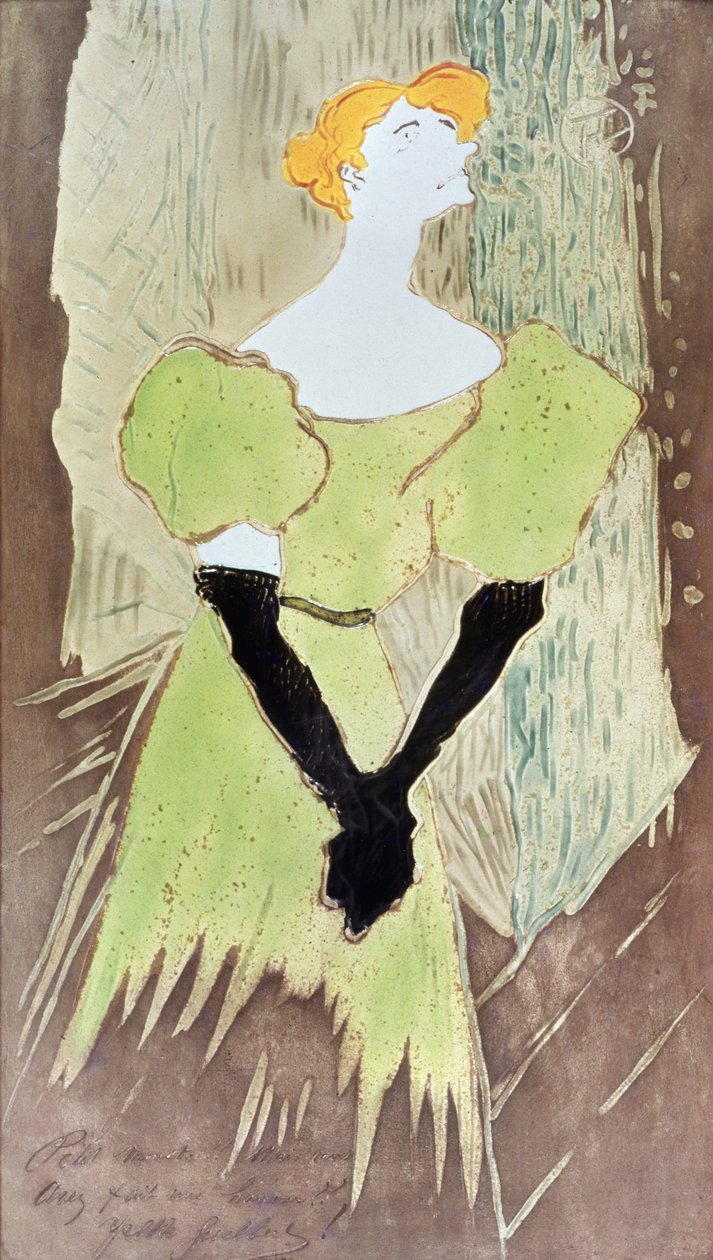 Yvette Guilbert, Music-Hall Singer, 1895 (olja på emalj) av Henri de Toulouse Lautrec