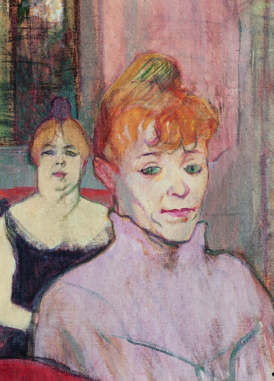 I Salongen på Rue des Moulins detalj i förgrunden, två kvinnors huvuden, 1894 olja på duk av Henri de Toulouse Lautrec