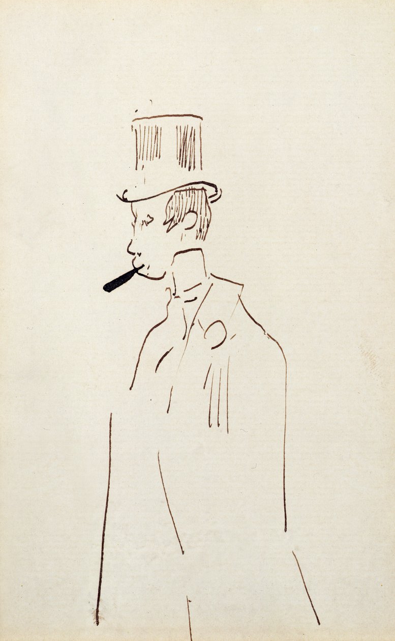 Man i hög hatt, ca 1890 av Henri de Toulouse Lautrec