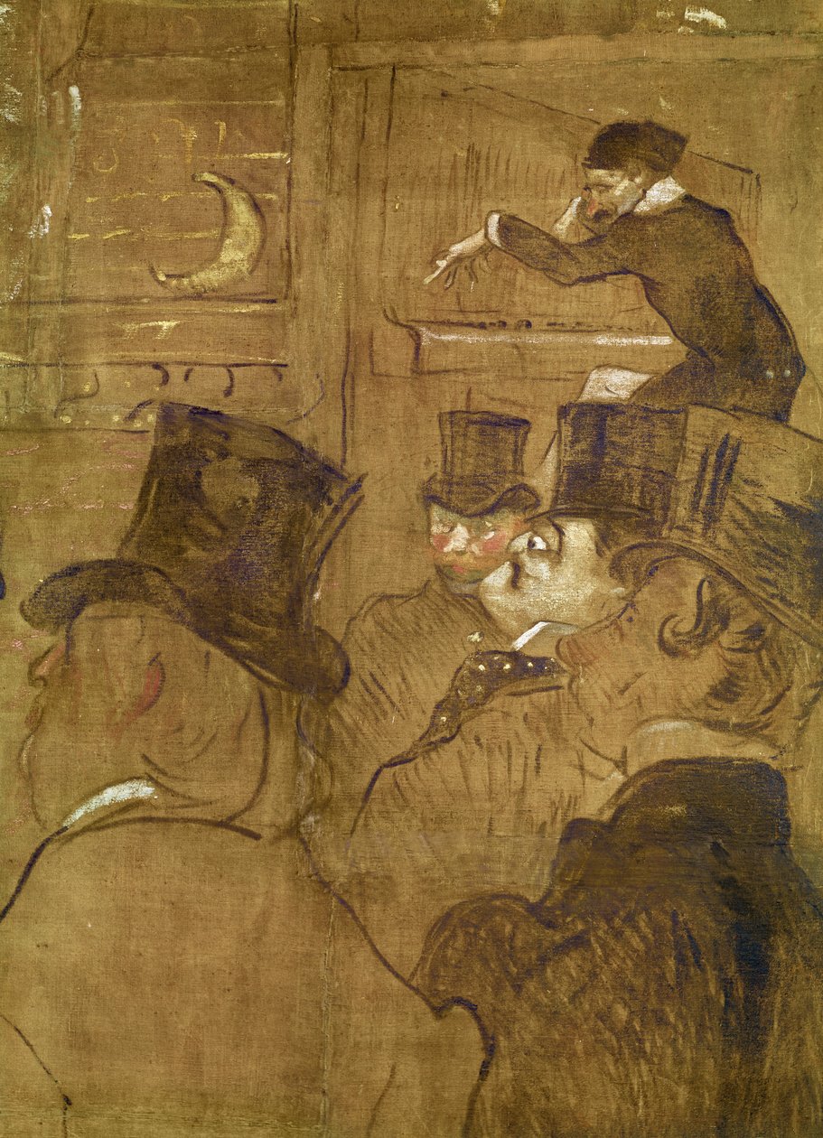 Skyltar mot Goulue-hyddan, vid Foire du Trone i Paris. Den moriska dansen: La Gouloue Louise Weber vid Foire du Tréne detalj av Oscar Wilde, 1895 olja på duk av Henri de Toulouse Lautrec