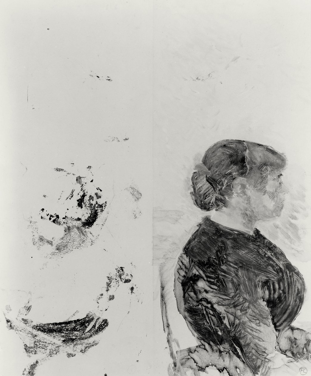 Studie för artillerist och hans fru, 1886 (monotyp) av Henri de Toulouse Lautrec