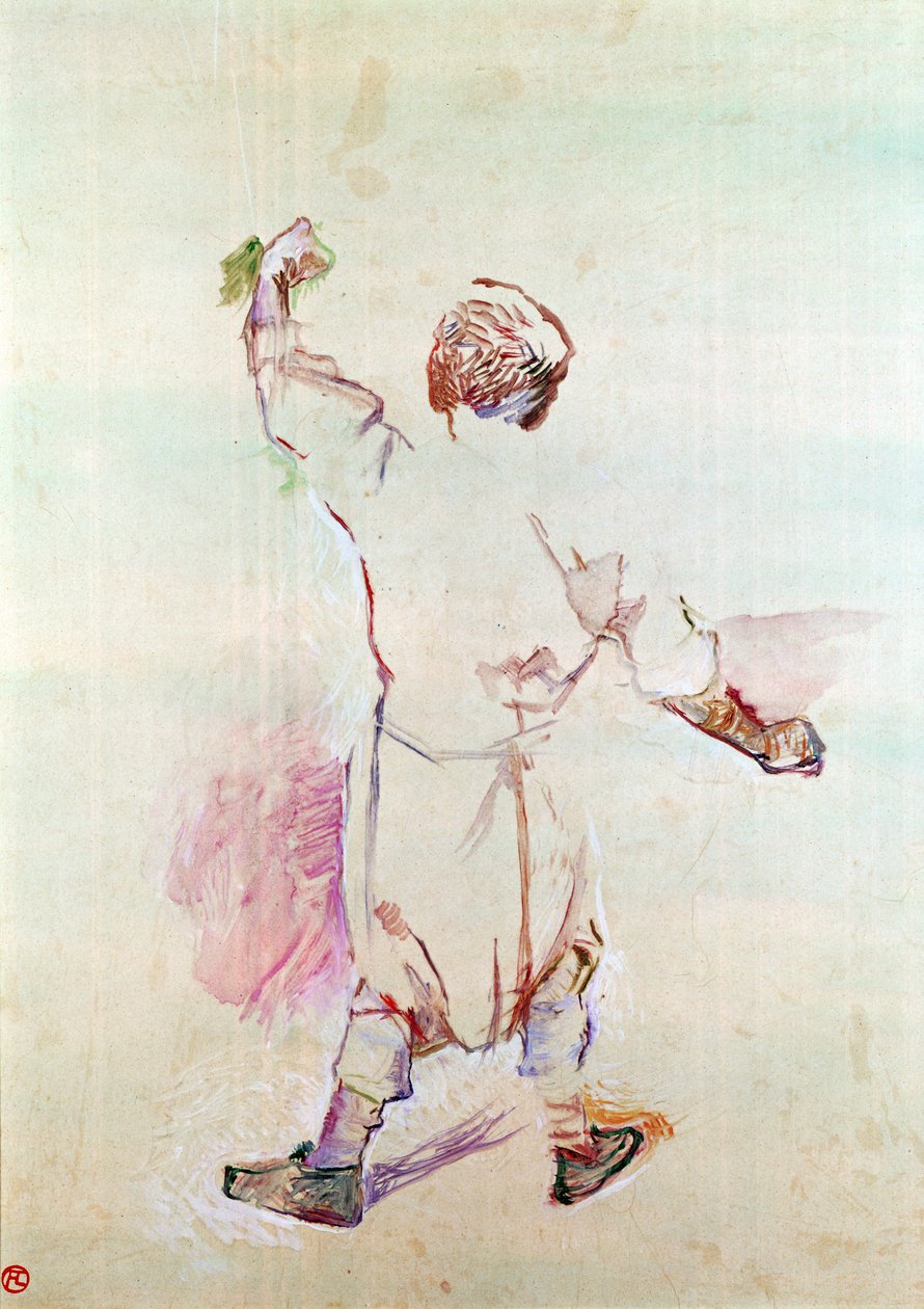 Baksidan av en man i en lång skjorta, 1888 (olja på trä) av Henri de Toulouse Lautrec