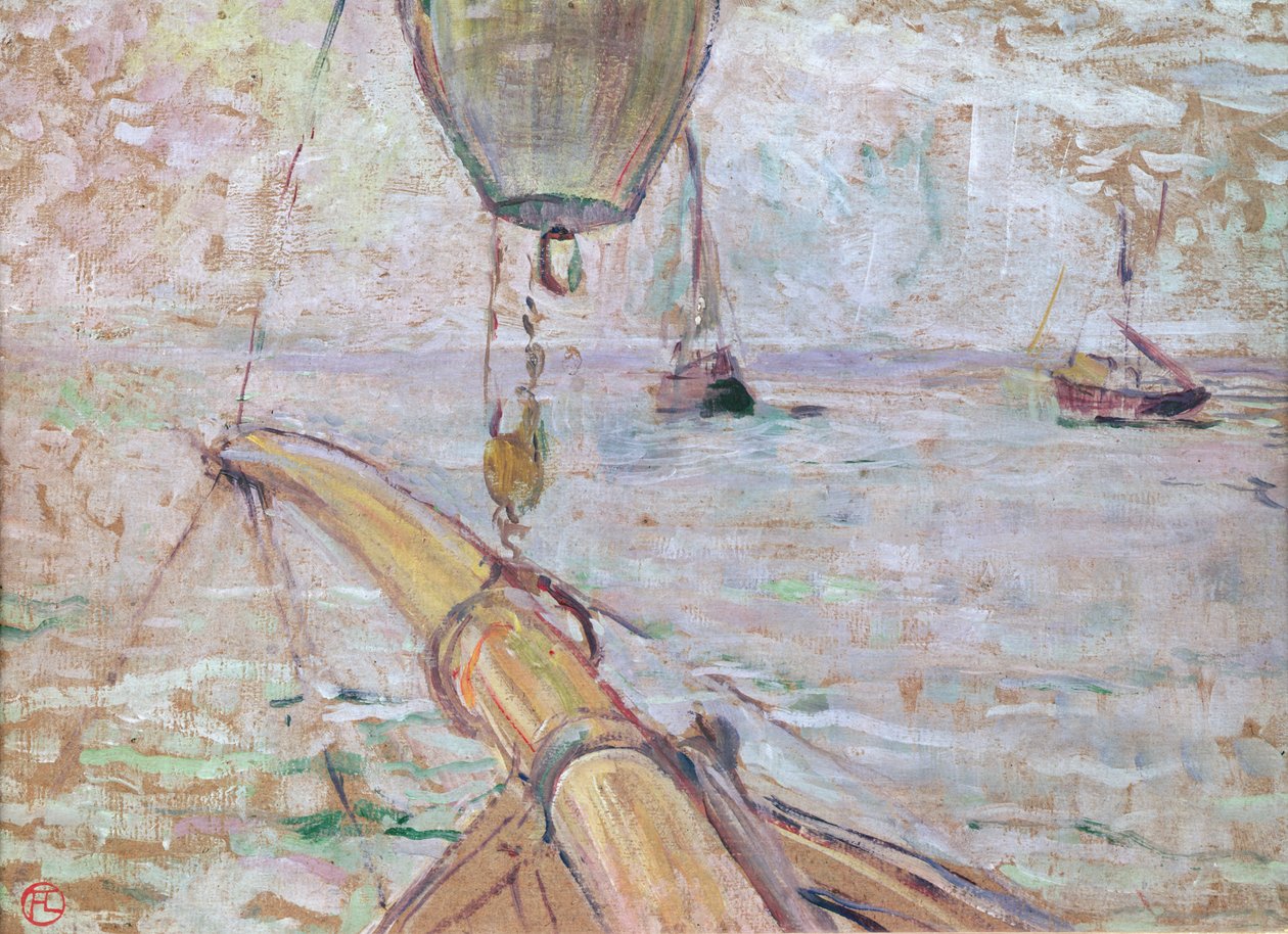 Utsikt över Arcachon från framsidan av Yacht Cocorico, 1889 (olja på trä) av Henri de Toulouse Lautrec