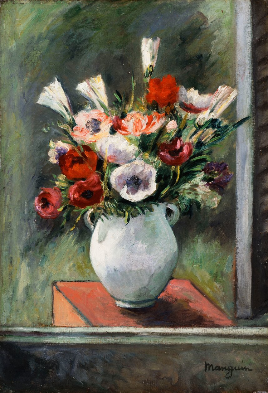 Anemoner i en vit vas av Henri Charles Manguin