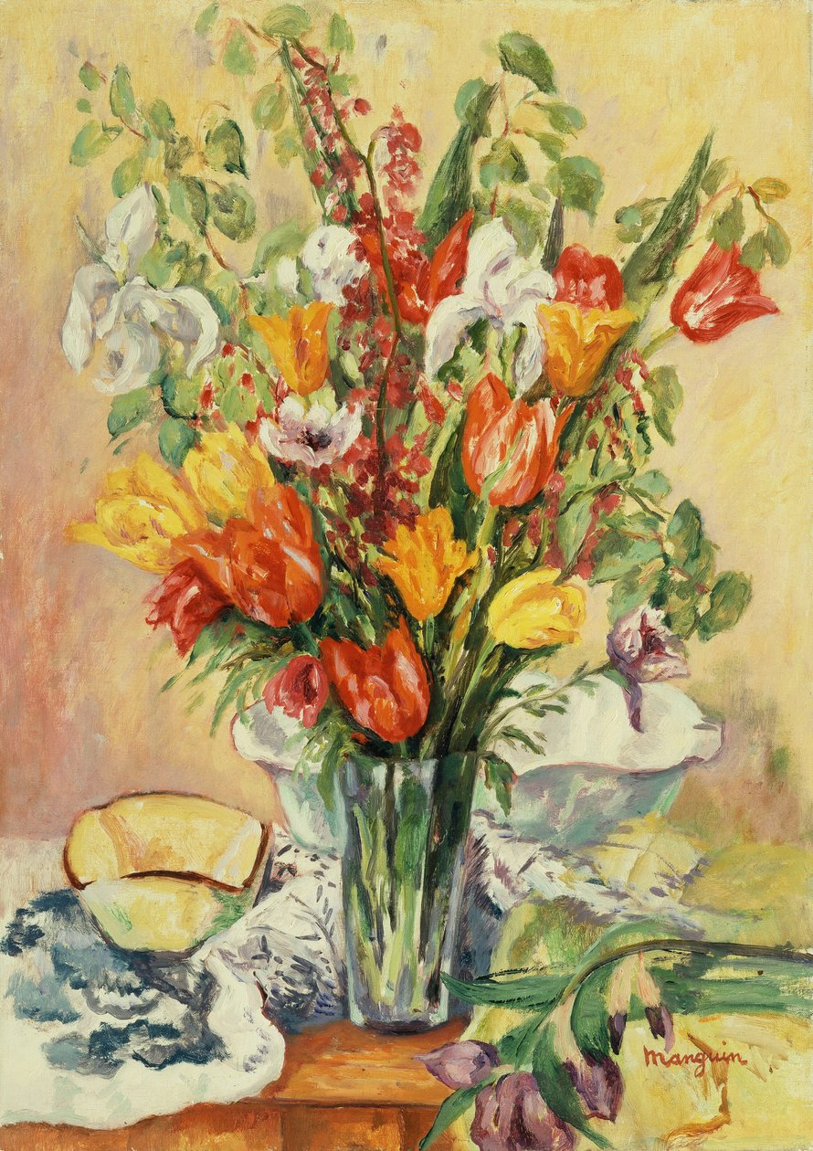 Iris och tulpaner av Henri Charles Manguin