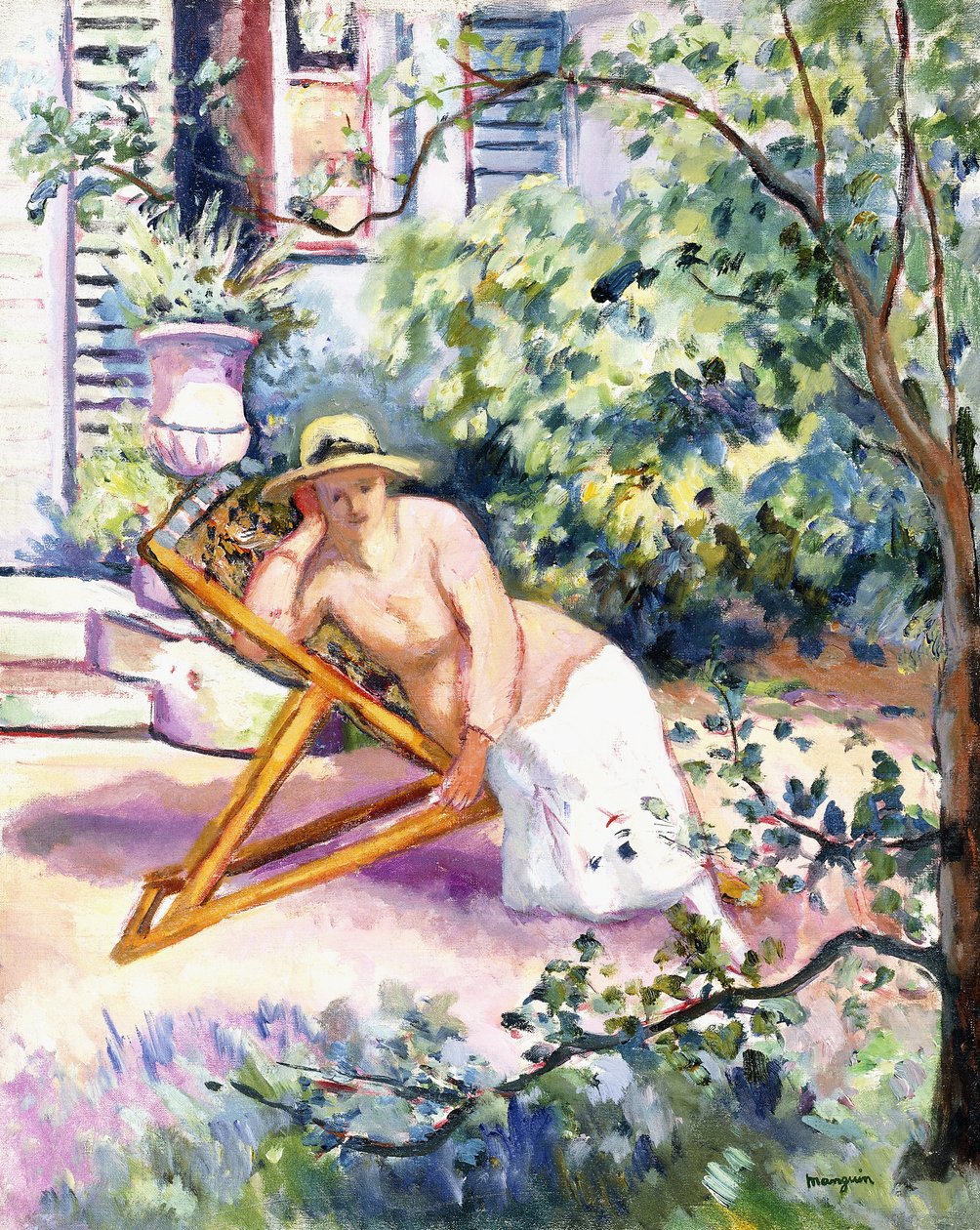 Jeanne i trädgården i Neuilly av Henri Charles Manguin