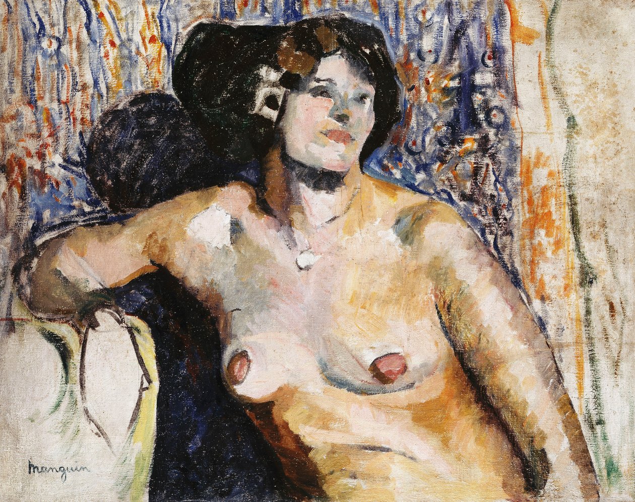 Naken sittande; Nu Assis av Henri Charles Manguin