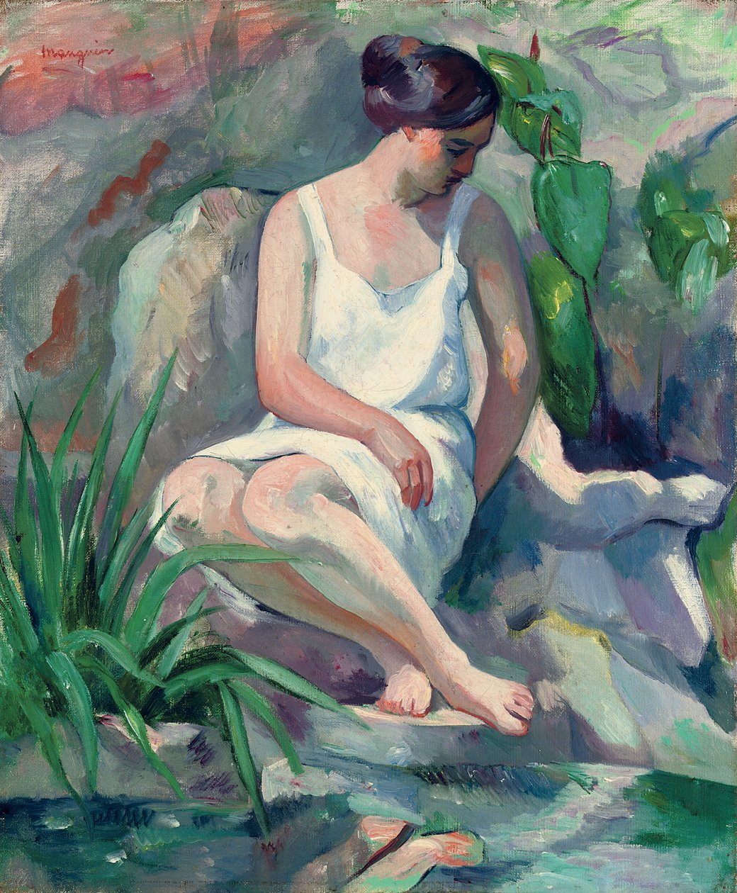 Sittande badare på Cassis (Jeanne); Sittande badare i Cassis (Jeanne) av Henri Charles Manguin