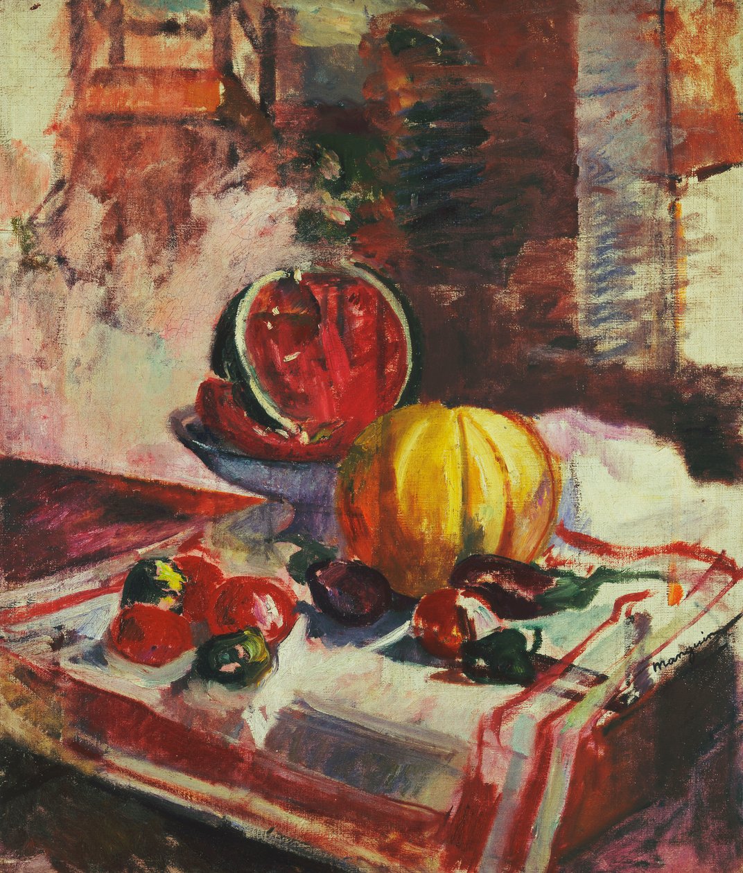 スイカのある静物; Nature morte a la Pasteque Swedish av Henri Charles Manguin