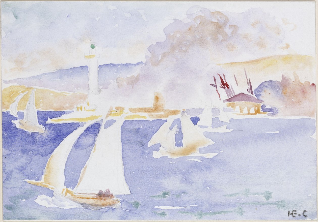 Havskust med fyr och hus av Henri-Edmond Cross