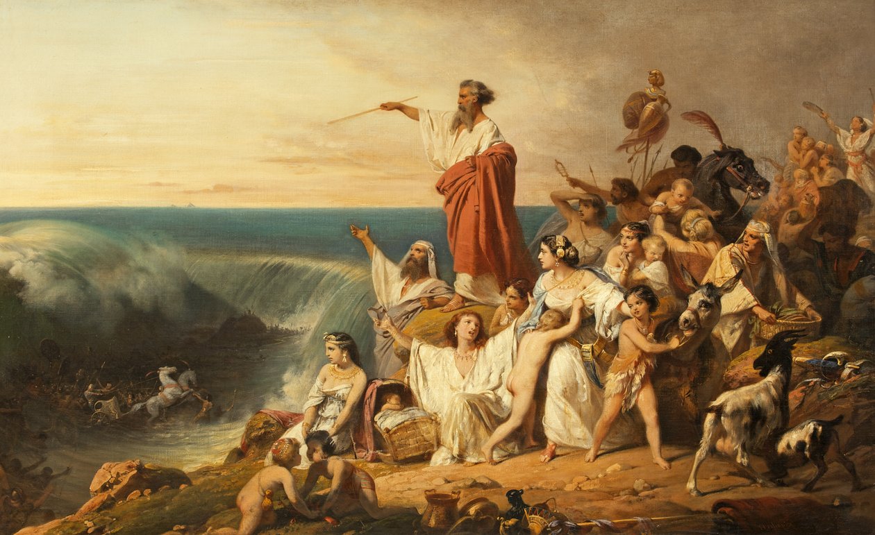 Israels barn korsar Röda havet, ca 1855 (olja på duk) av Henri Frederic Schopin