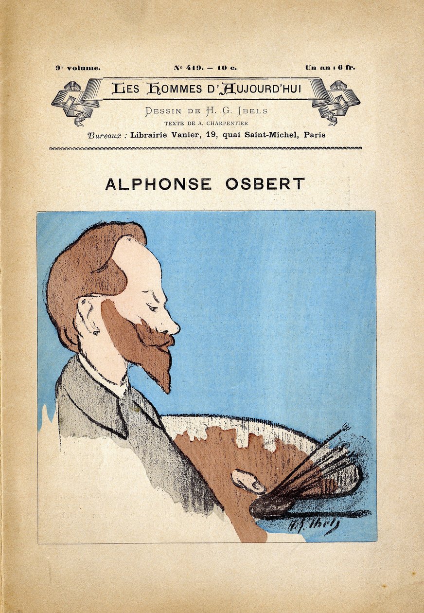 Omslag till The Men of Today, nummer 419, illustration av H. G. Ibels (1867-1936): Art - Painters artists, Osbert Alphonse (1857-1939) av Henri Gabriel Ibels