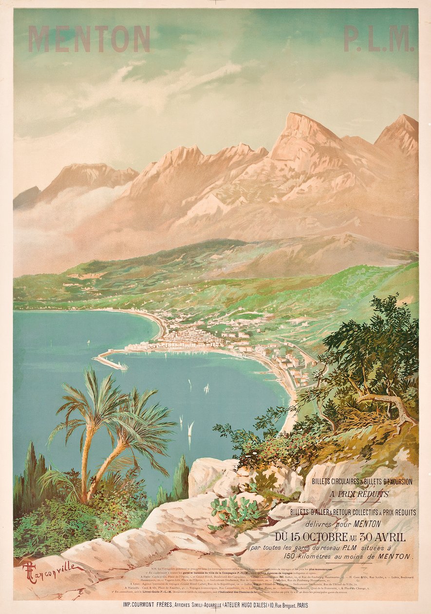 Affischreklam Menton, Frankrike (färg litho) av Henri Garnier Tanconville