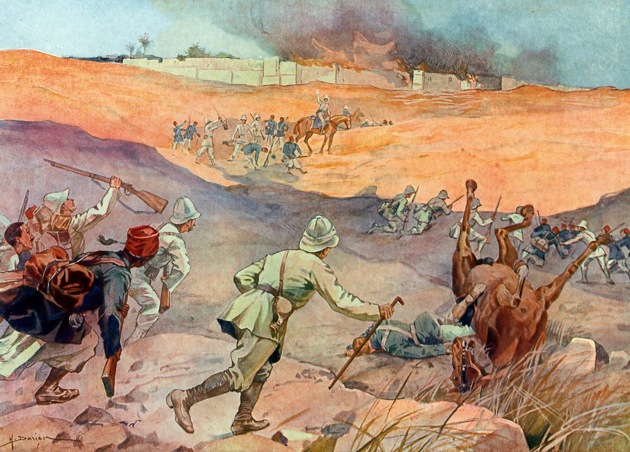 Erövring av Dahomey: "" Överste Dodds trupper vid portarna till Abomey av Henri Gaston Darien