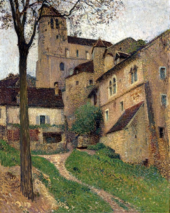 Landscape with a castle - View of Saint-Cirq-Lapopie av Henri Martin