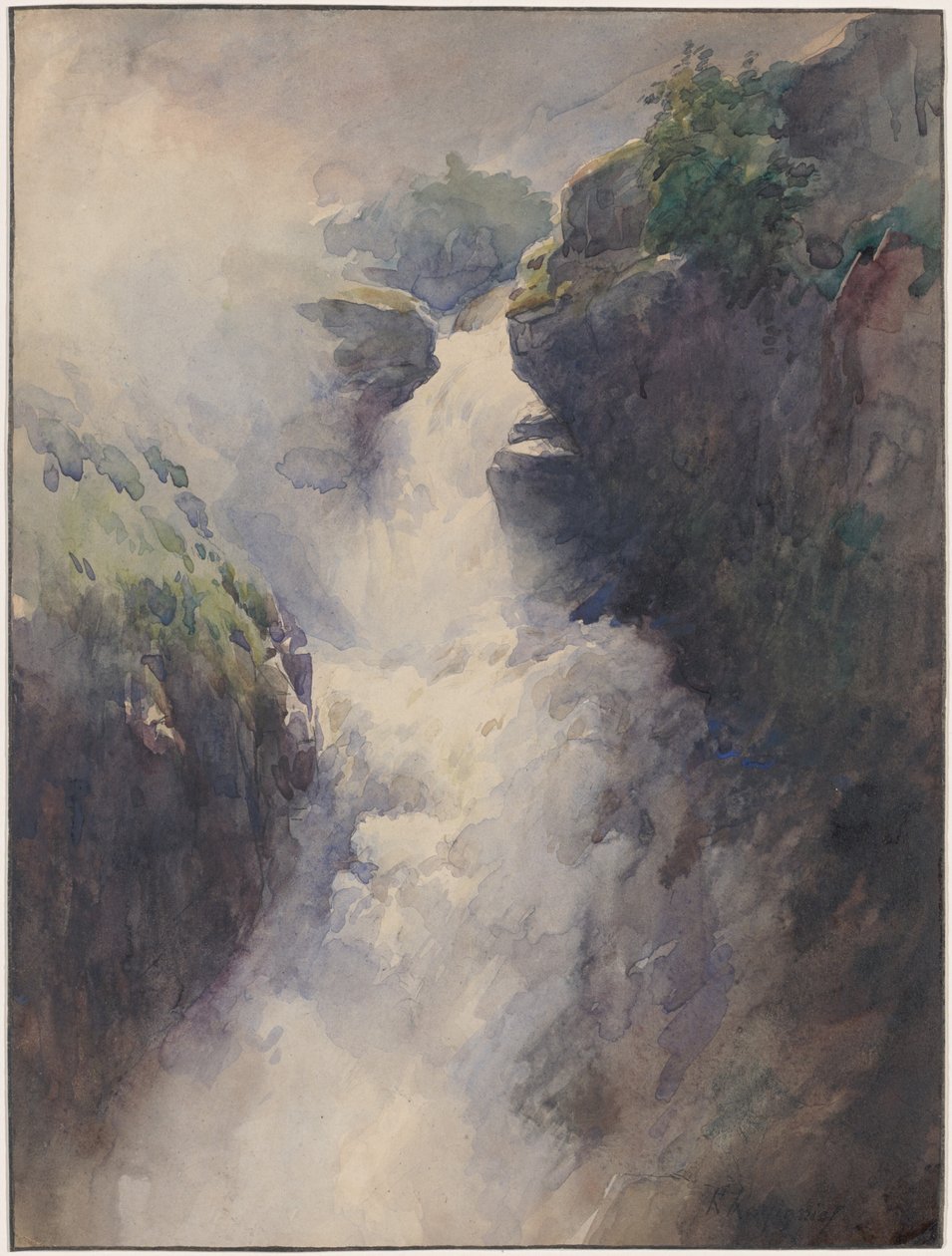 Ett vattenfall i bergen av Henri-Joseph Harpignies