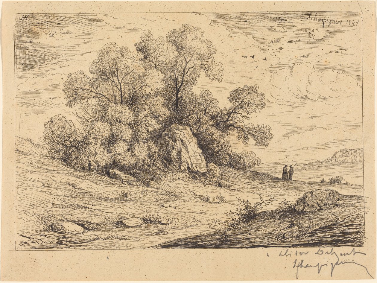 Trädgrupp med klippor av Henri-Joseph Harpignies