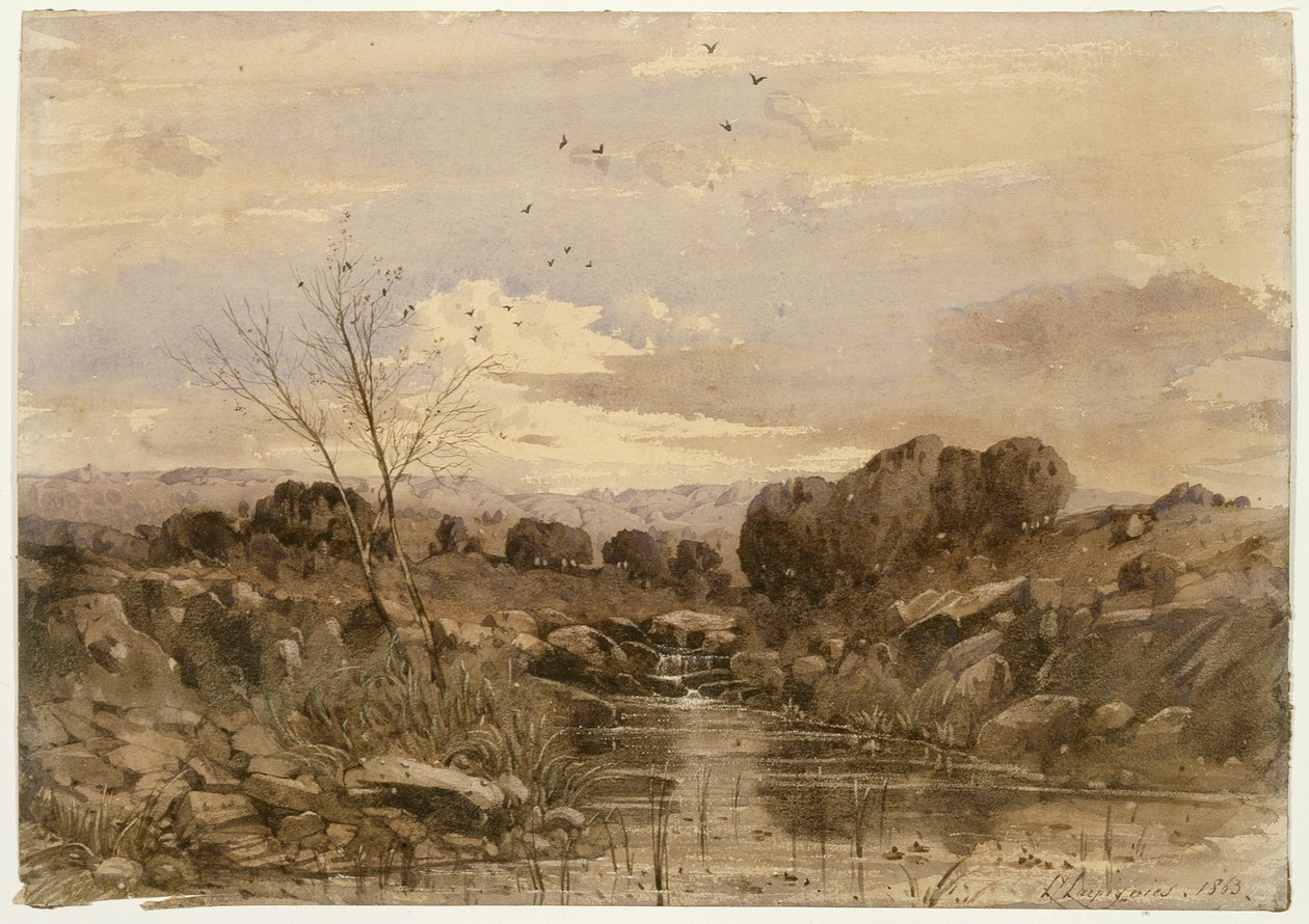 Landskap med bäck av Henri-Joseph Harpignies