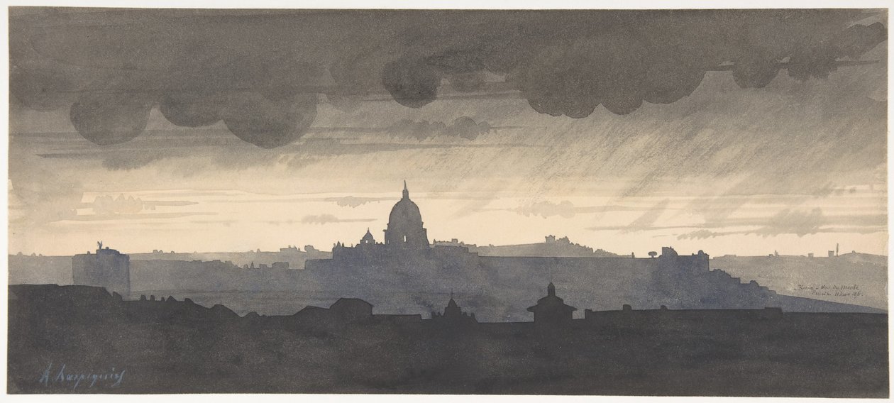 Sankt Peterskyrkan sedd från Pincio, Rom av Henri-Joseph Harpignies