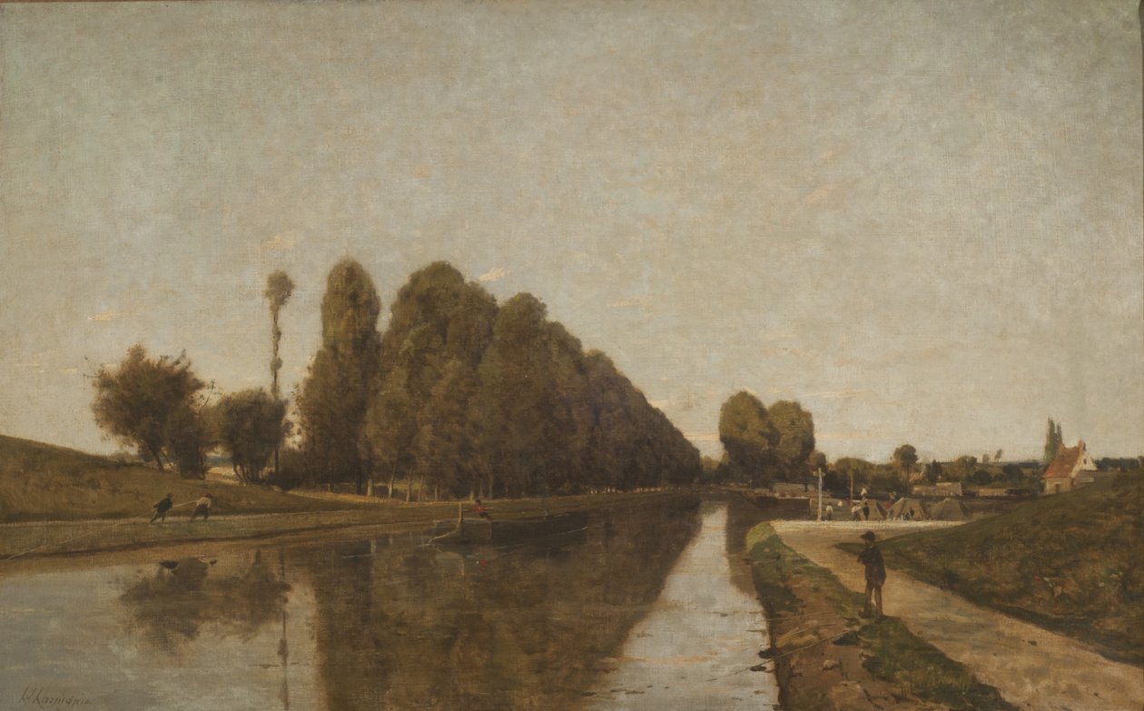 The Briare Canal (olja på duk) av Henri Joseph Harpignies