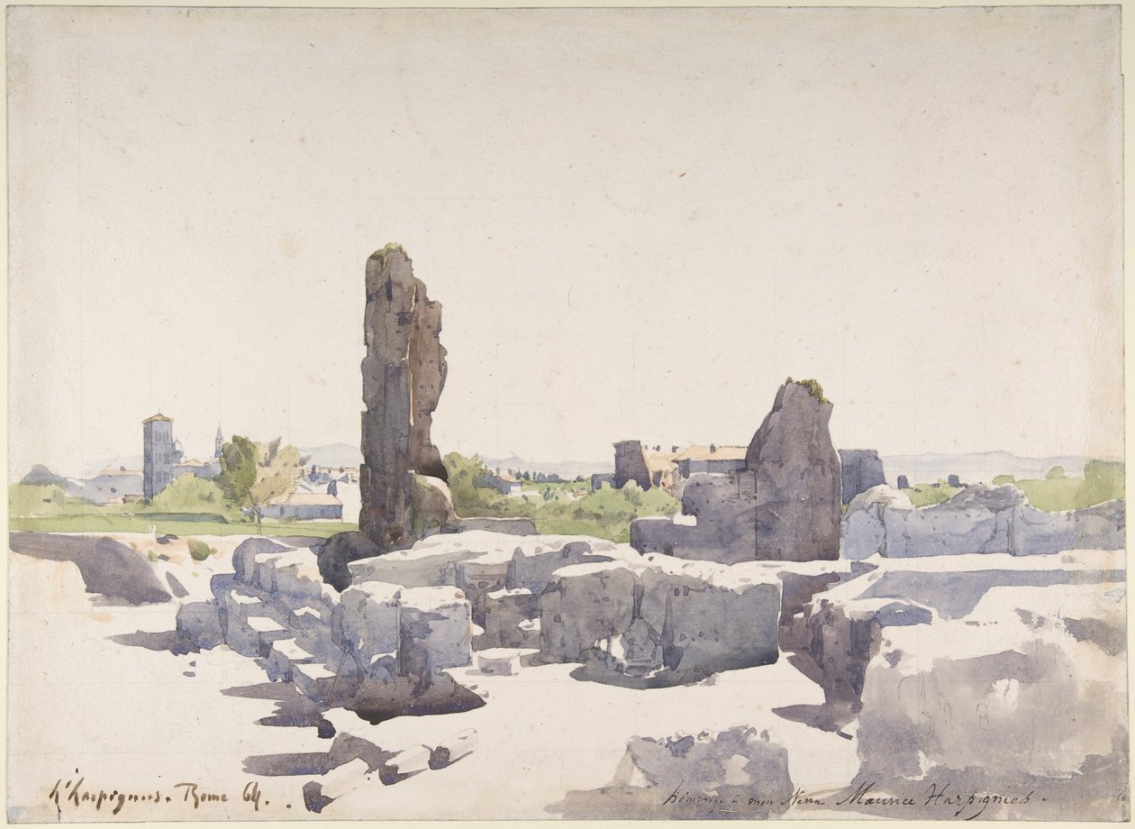 Utsikt över Colosseum från Domitianus basilika och det flaviska palatset, Rom av Henri-Joseph Harpignies
