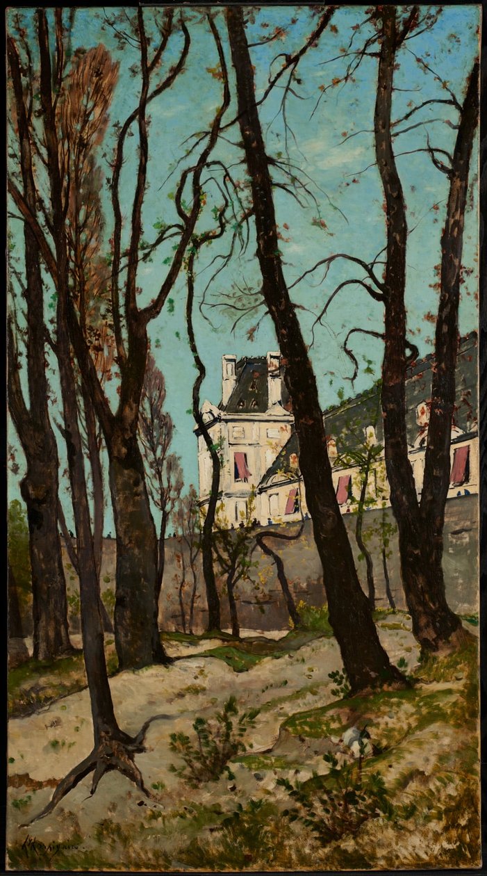 Vy över Louvren, med Grande Galerie och Pavillon de Flore av Henri-Joseph Harpignies