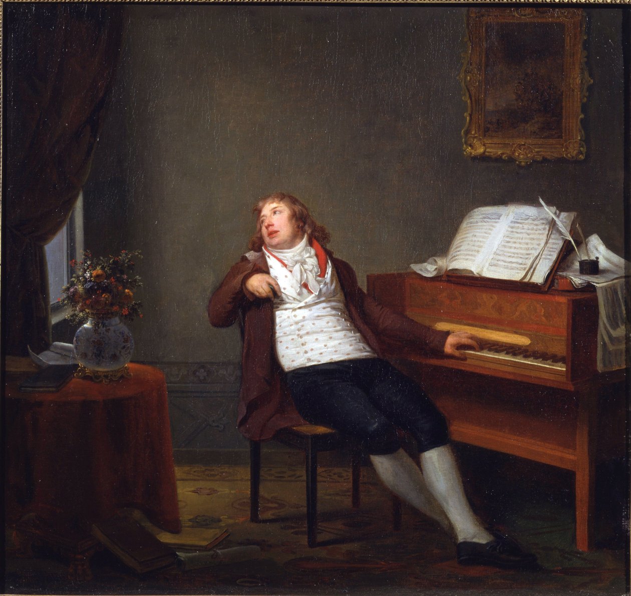 Porträtt av pianisten och kompositören Johann Ladislaus Dussek (1760-1812) av Danloux, Henri-Pierre (1753-1809). Olja på duk av Henri Pierre Danloux