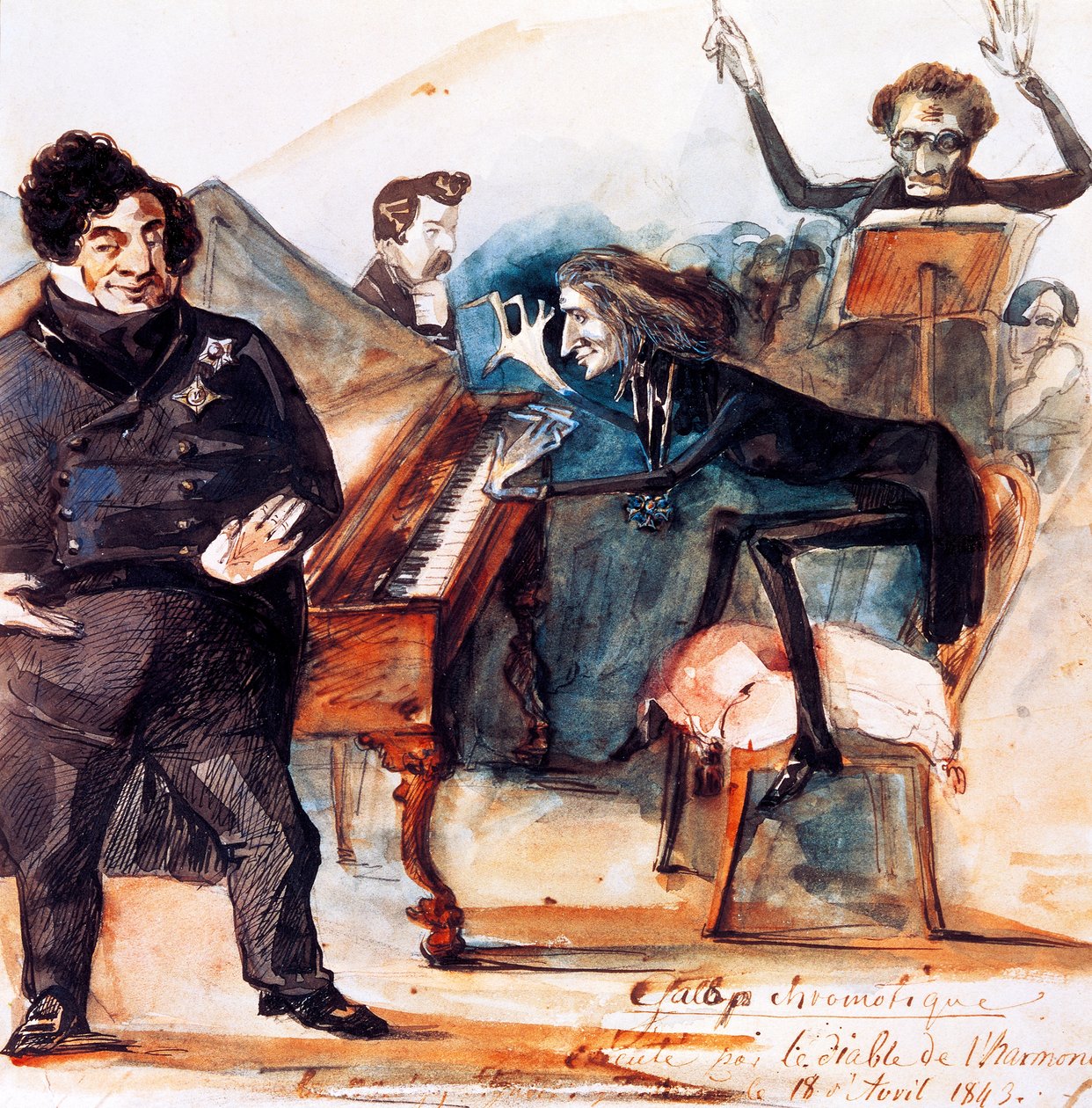 Karikatyr av Franz Liszt av Henri (1814-82) Lehmann