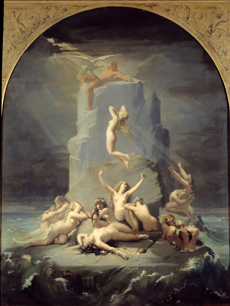 Oceanidernas ödeläggelse vid foten av klippan eller Promethee är kedjemålning av Henri Lehmann (Karl Ernest (Ernst) Rudolf Heinrich Salem dit) (1814-1882) 1850 Gap, Musee des Hautes Alpes av Henri Lehmann