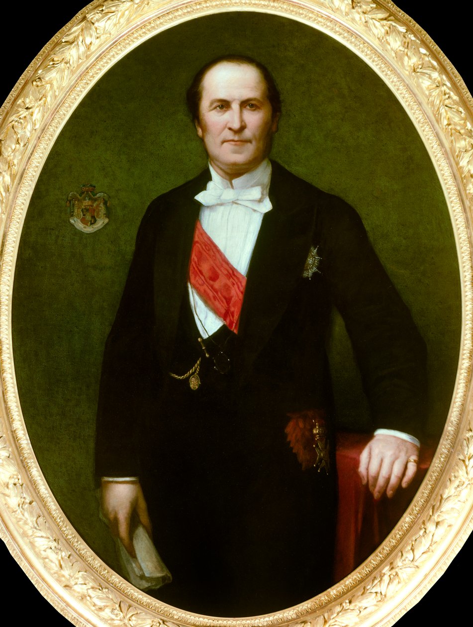 Porträtt av baron Eugene-Georges Haussmann, prefet av Paris (1809-1891)” Han var upphovet till de stora renoveringsarbetena av staden Paris under det andra imperiet. detalj av målningen av Henri Lehmann (Karl Ernest (Ernst) Rudolf Heinrich Salem dit av Henri Lehmann