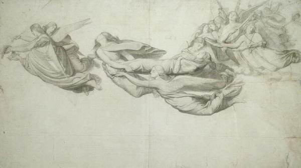 Skiss för Saint Catherine of Alexandria (grafit på papper) av Henri Lehmann
