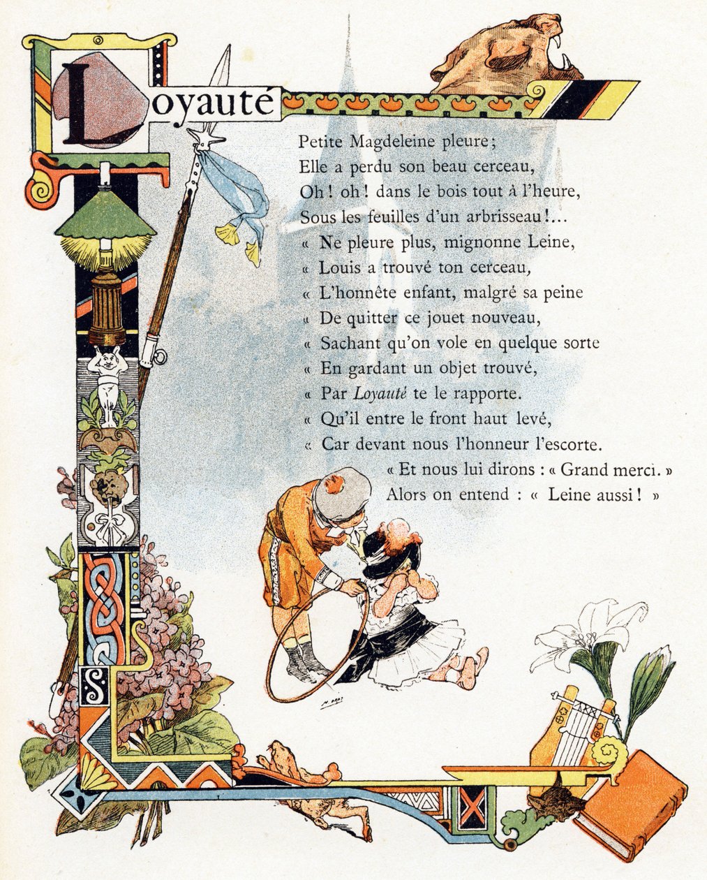 Illustration till "Alfabetet med goda exempel", ca 1890 (gravyr) av Henri (1858 1924) Gray