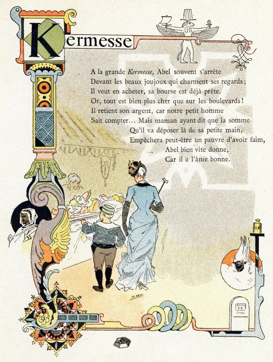 Illustration till "Alfabetet med goda exempel", ca 1890 (gravyr) av Henri (1858 1924) Gray