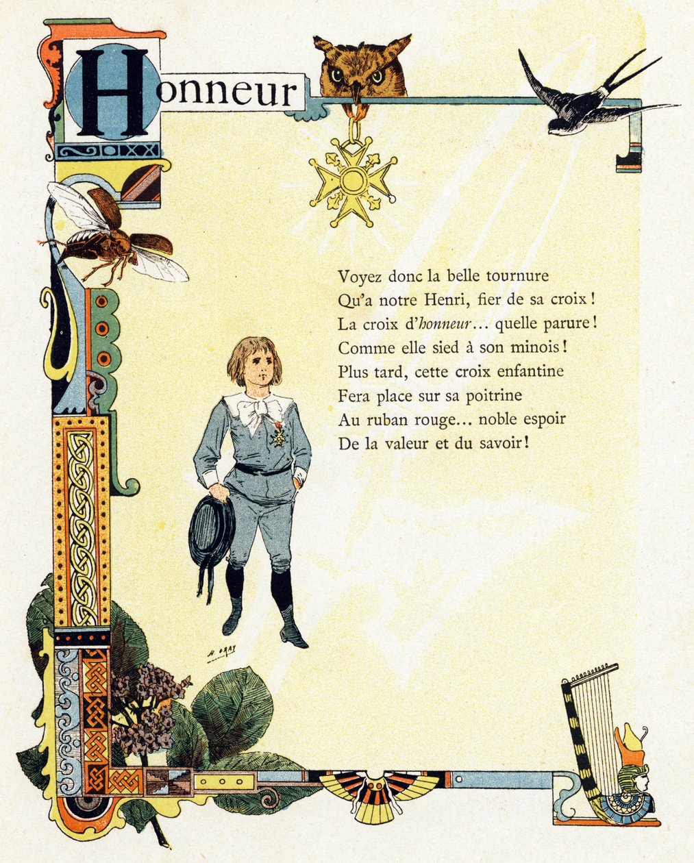 Illustration till "Alfabetet med goda exempel", ca 1890 (gravyr) av Henri (1858 1924) Gray